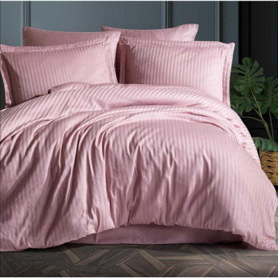Постельное белье Meriset Elite Сатин страйп Pink Pudra 