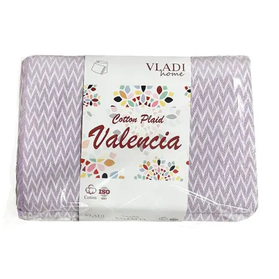 Плед бавовняний Vladi Валенсія 01/ANTONIO білий-лил Vladi - 1