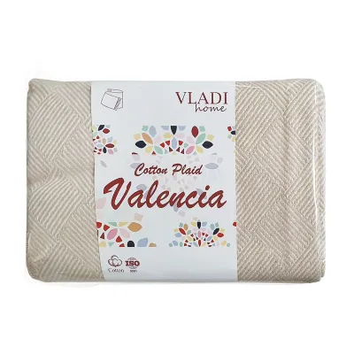 Плед хлопковый Vladi Валенсия 03/PARQUET белый-пес Vladi - 1