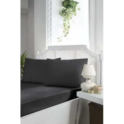 Простынь на резинке с наволочками First Choice Сатин Anthracite First Choice - 1